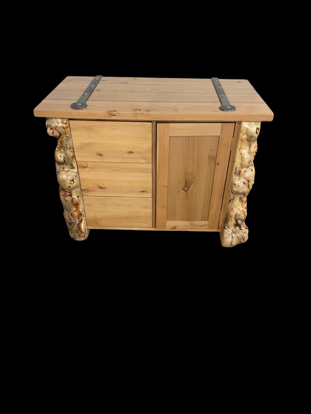 3 drawer-wardrobe-steel accent-alder with burl log legs(1)