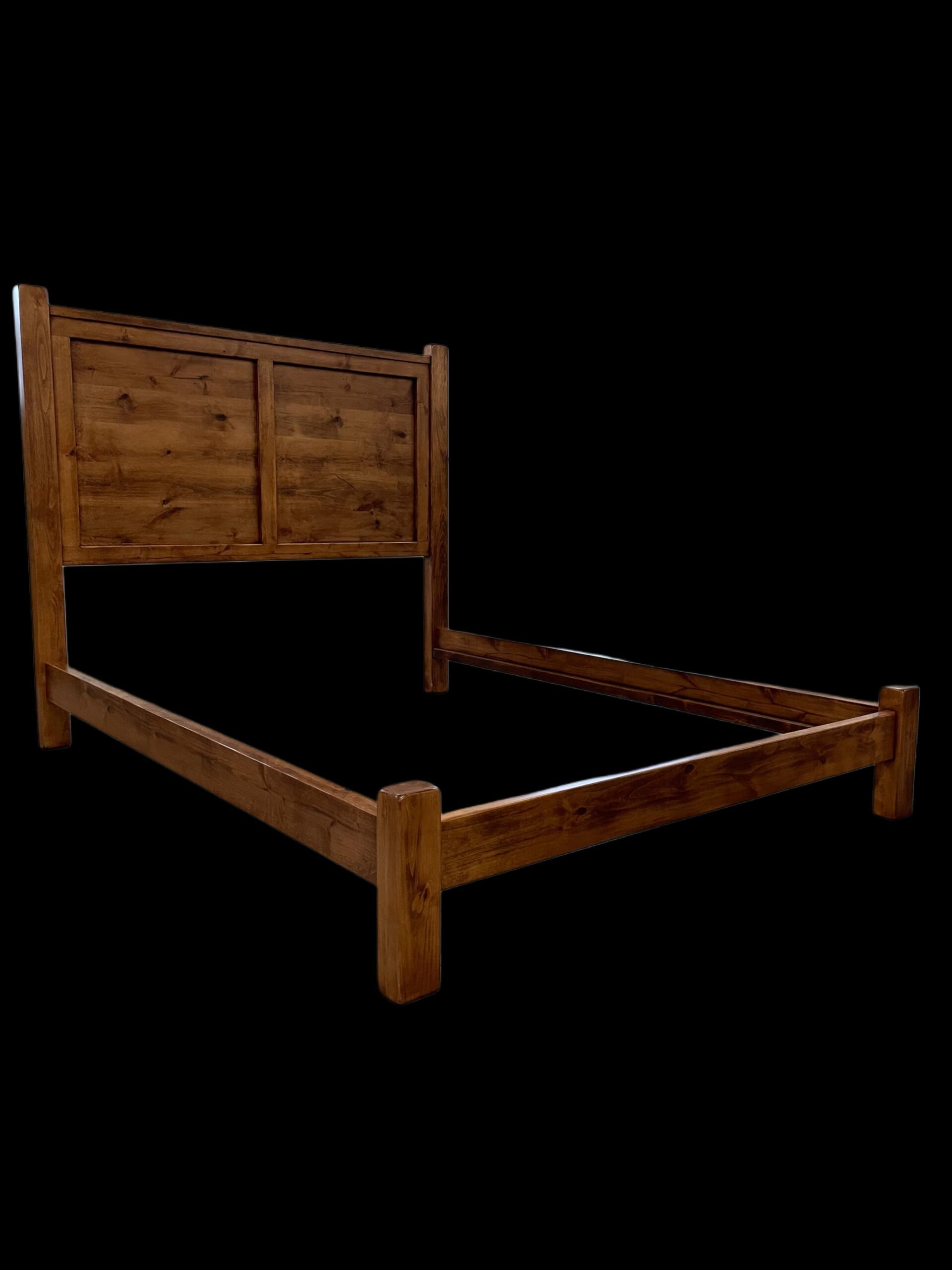 handmade wooden queen bed frame.
