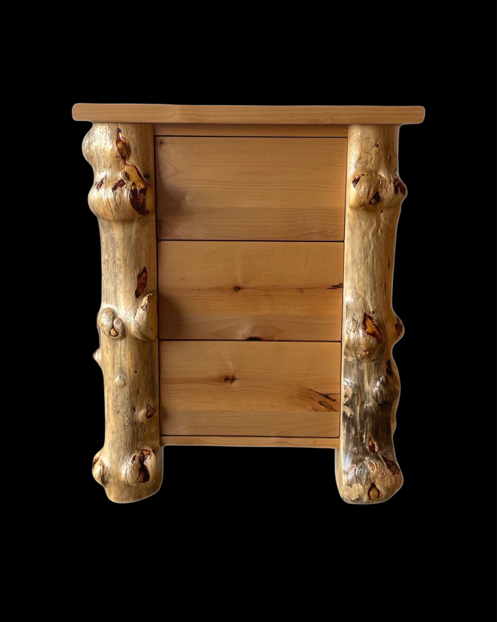 Burl Log - 3 Drawer Nightstand - Natural
