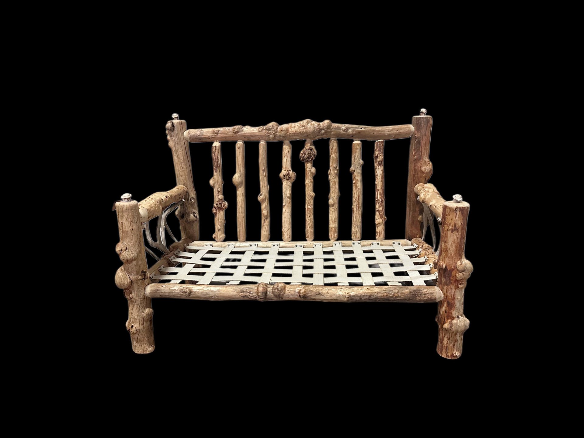 Burl pine log and antler horn sofa