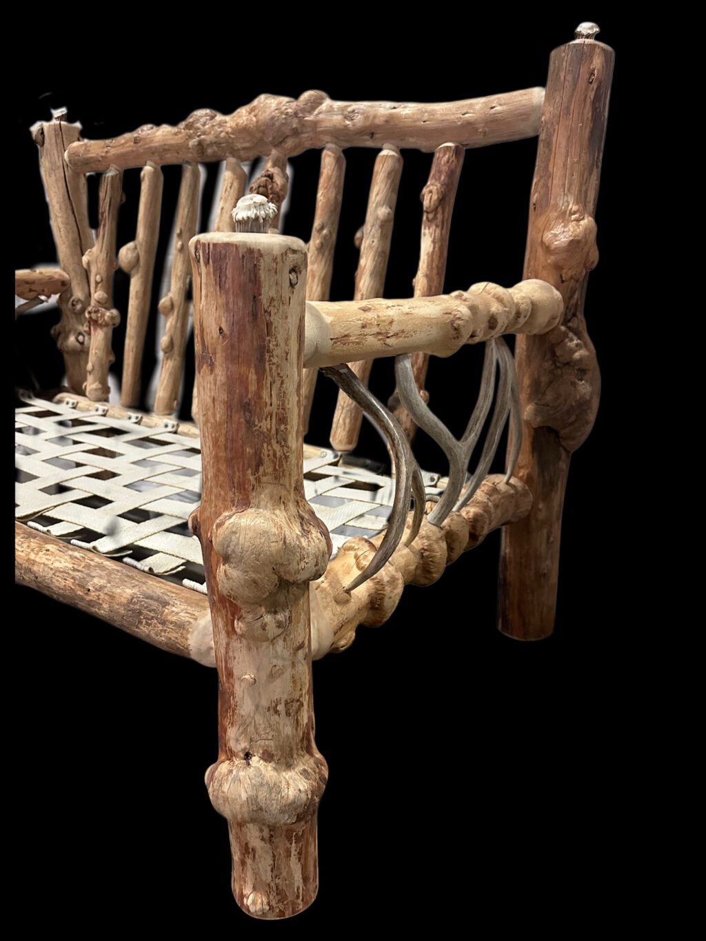 Burl pine log and antler horn sofa