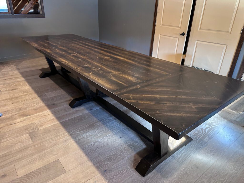 Custom V base-12’ table-pine wood