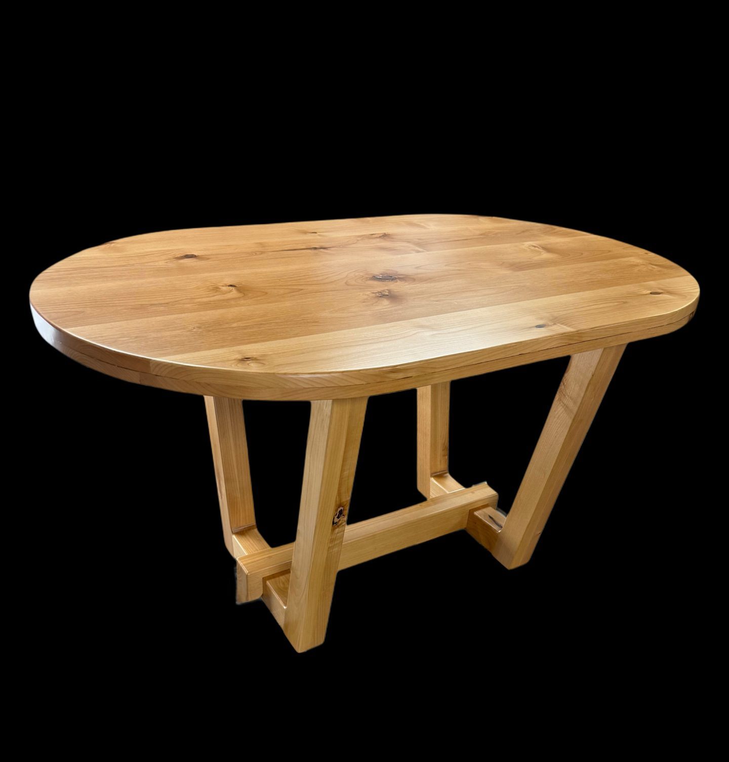 Oval Dining Table - Natural Alder- Trapezoid Base
