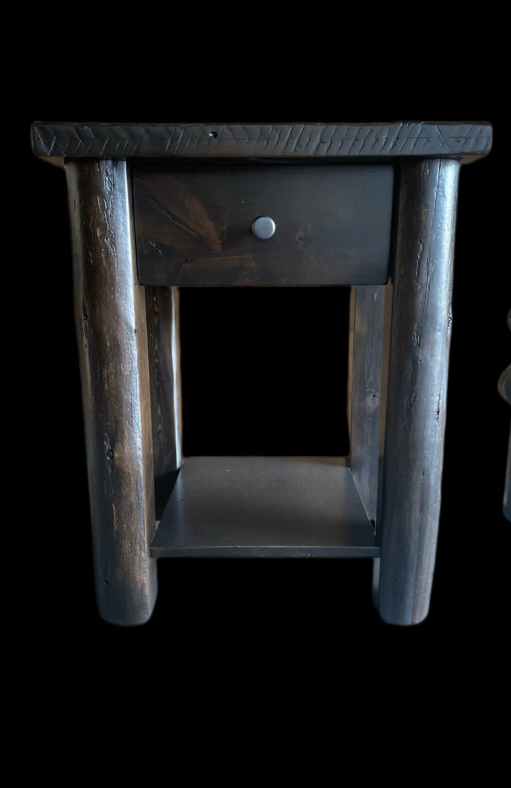 Pine Log 1 Dr. Nightstand w_shelf- Dark Walnut