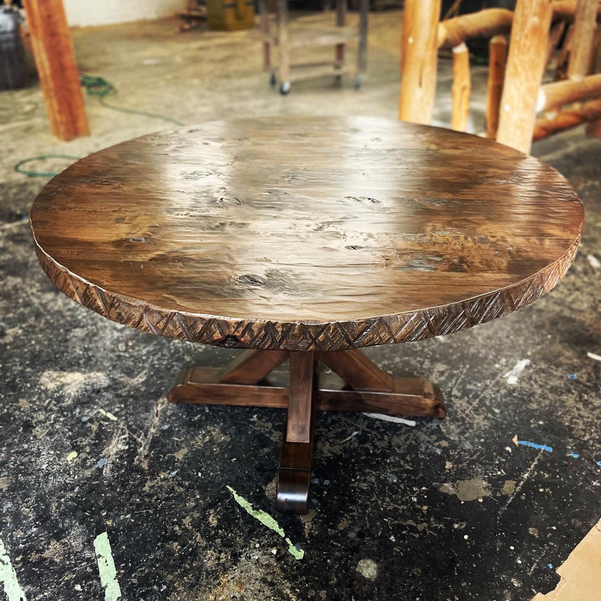 Round Alder Dining- X Base