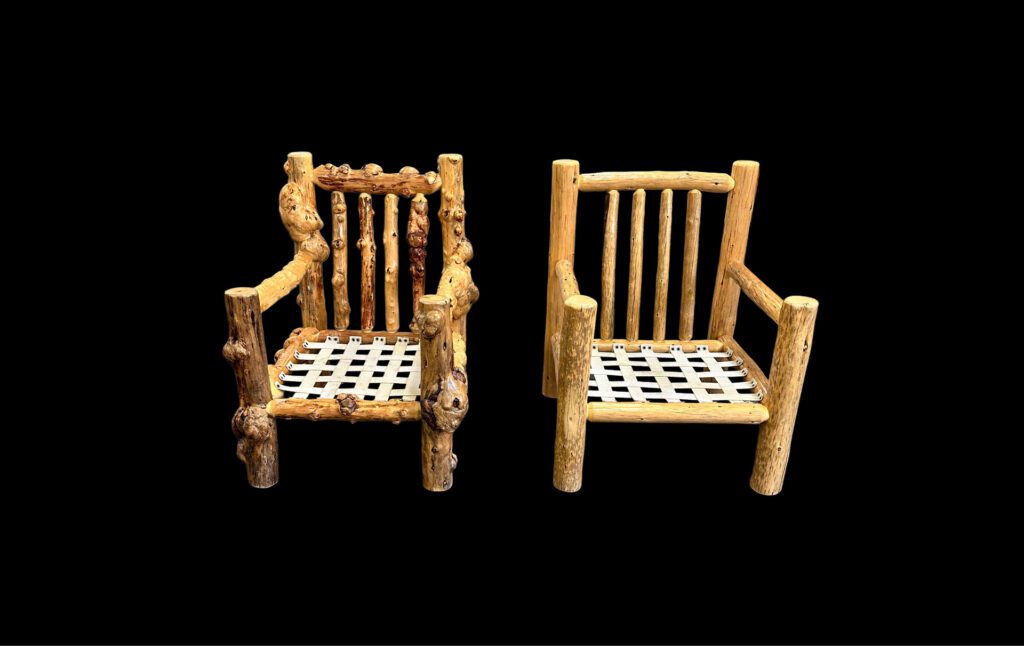 Straight & Burl Pine Log Outdoor Chair